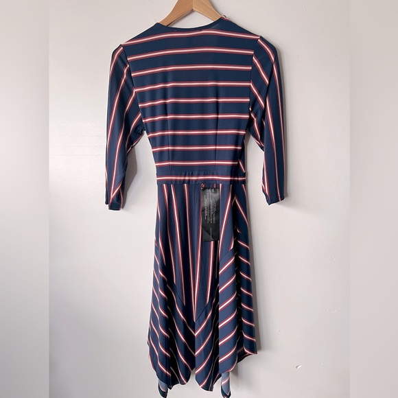 NWT BCBGMaxAzria Stripe Cross Front Tie Dress, XXS - Picture 12 of 12